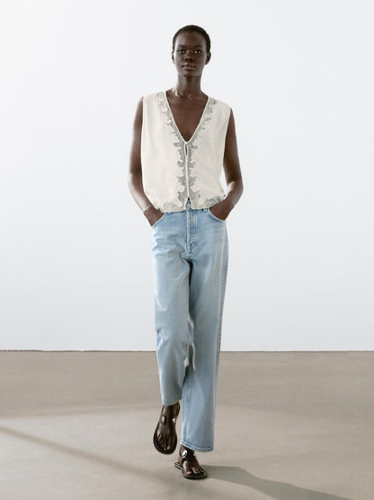 Flowing blouse with lace detail