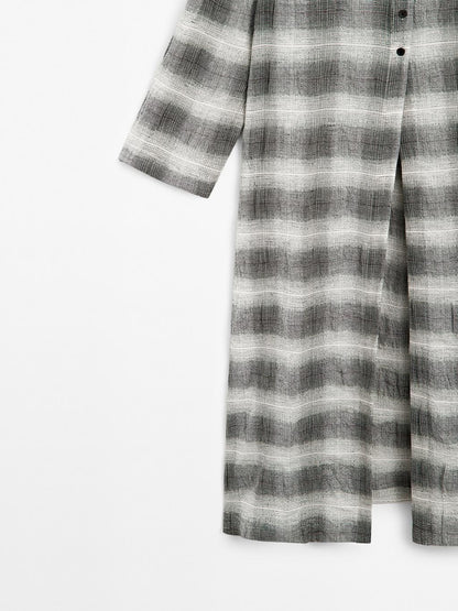 Long check tunic dress