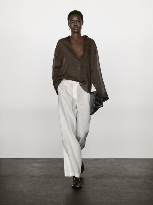 Flowing ramie blend shirt