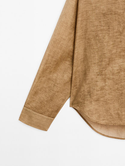 Striped cotton blend shirt