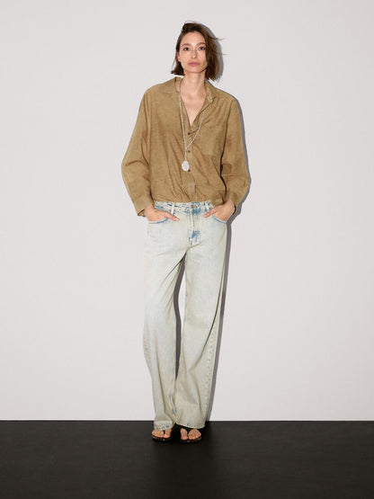 Striped cotton blend shirt