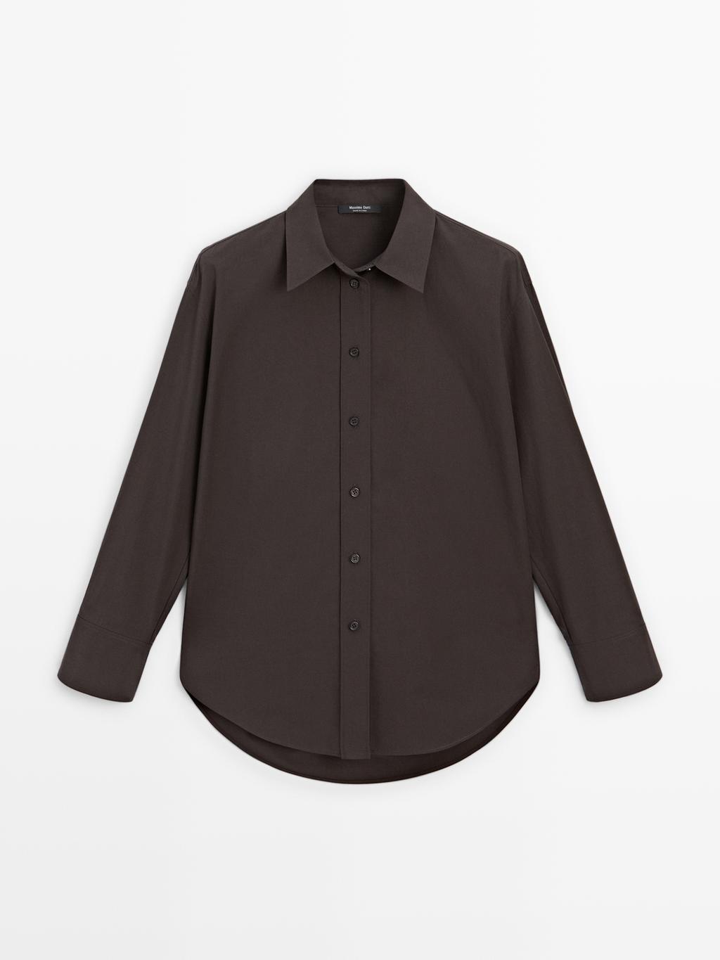 Long 100% cotton poplin shirt