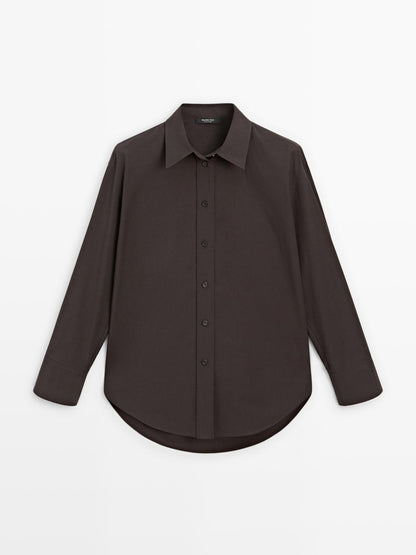 Long 100% cotton poplin shirt