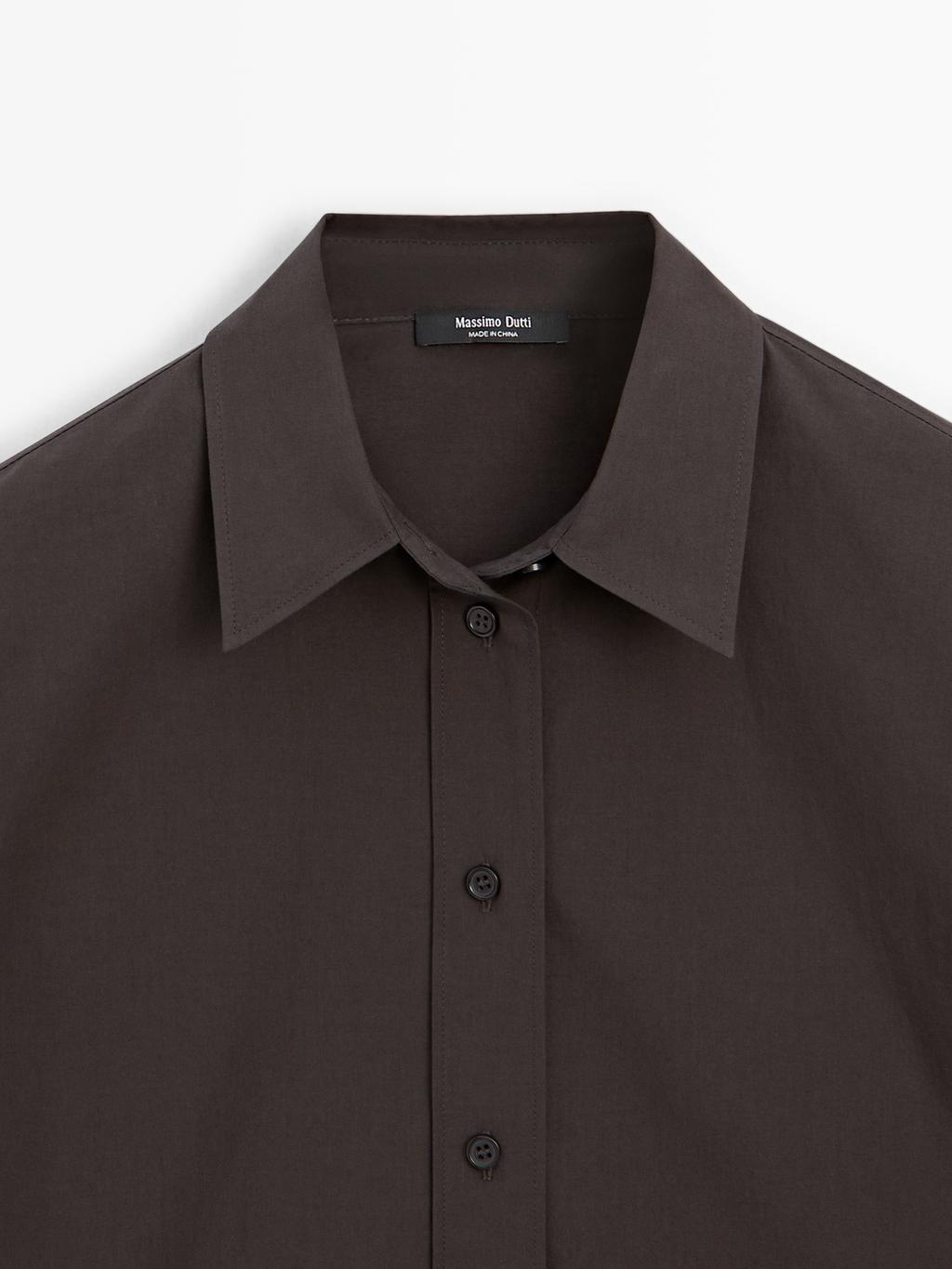 Long 100% cotton poplin shirt