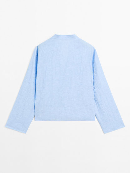 Linen blend blouse with seam details