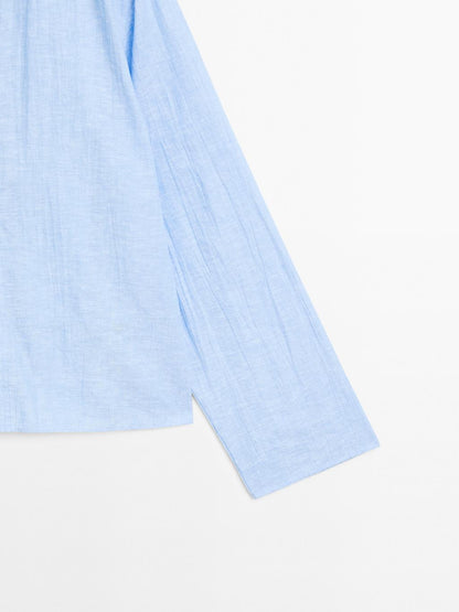 Linen blend blouse with seam details