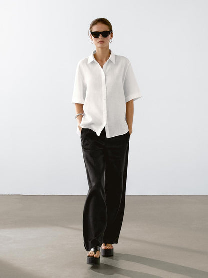 100% linen short sleeve shirt