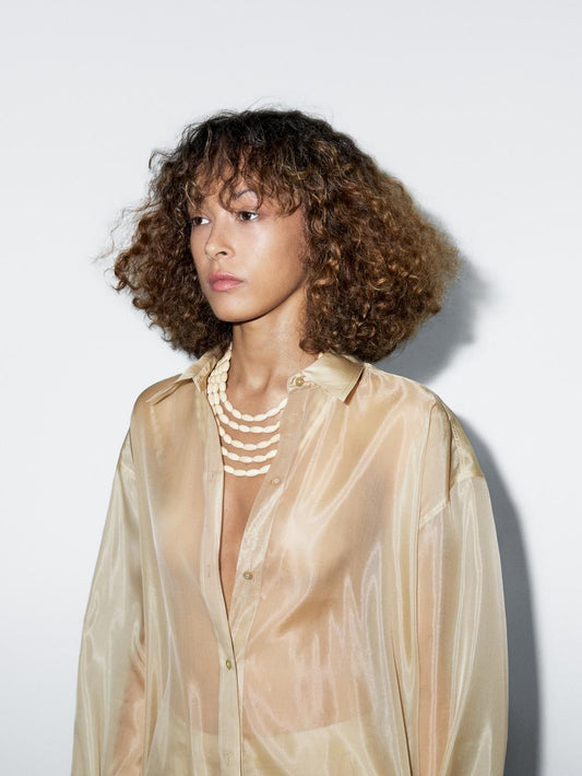 Mulberry silk blend organza shirt