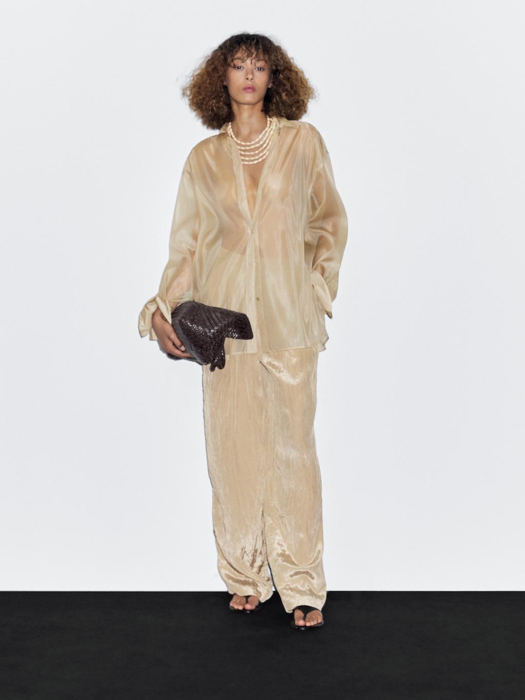 Mulberry silk blend organza shirt