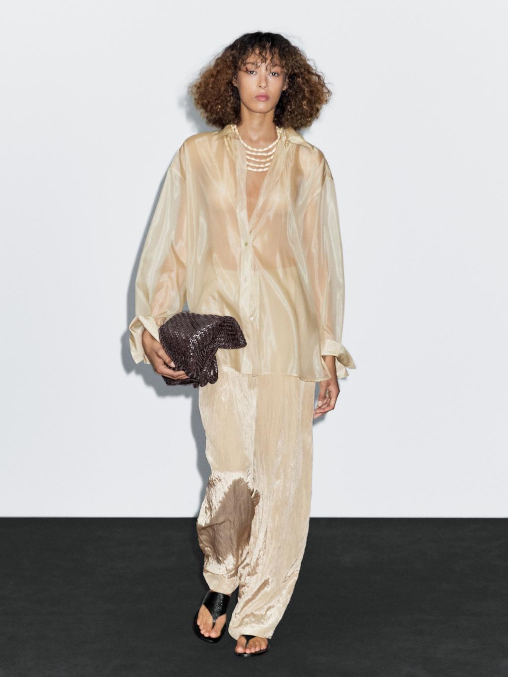 Mulberry silk blend organza shirt