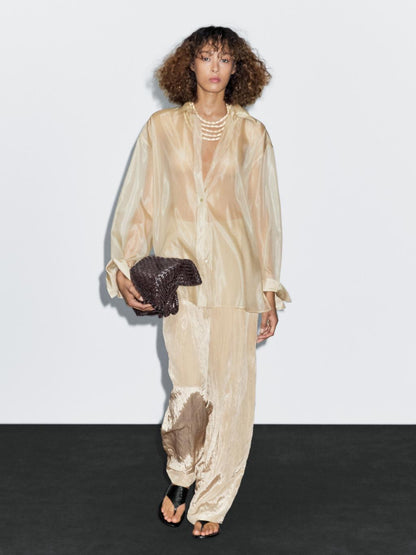 Mulberry silk blend organza shirt