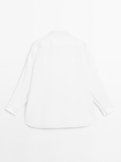 Linen blend shirt with thin pintucks