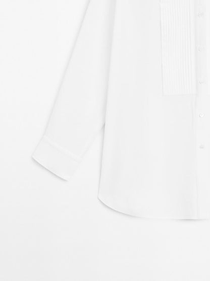 Linen blend shirt with thin pintucks