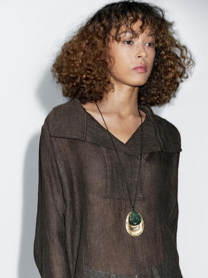 100% linen blouse with chest detail