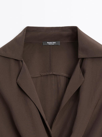 Long shirt with brooch detail