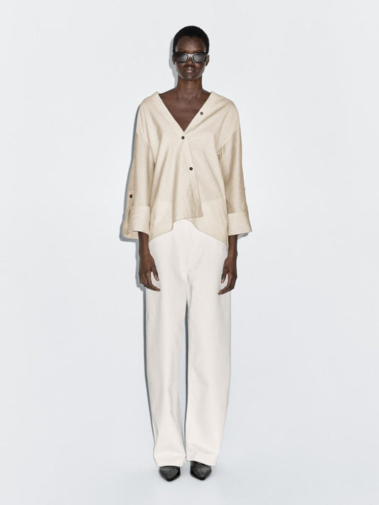 Shirt with rolled-up sleeves