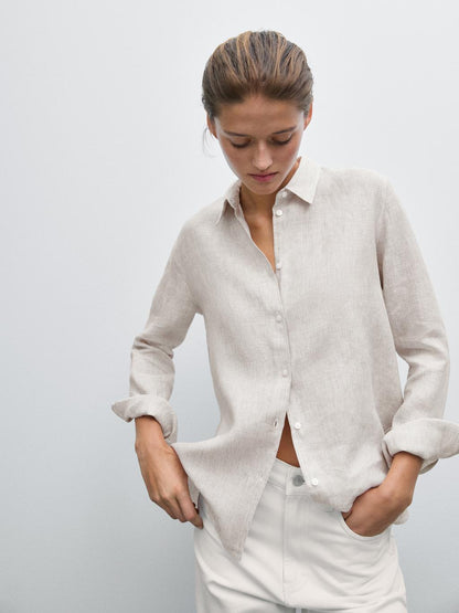 Pinstriped flowing linen shirt