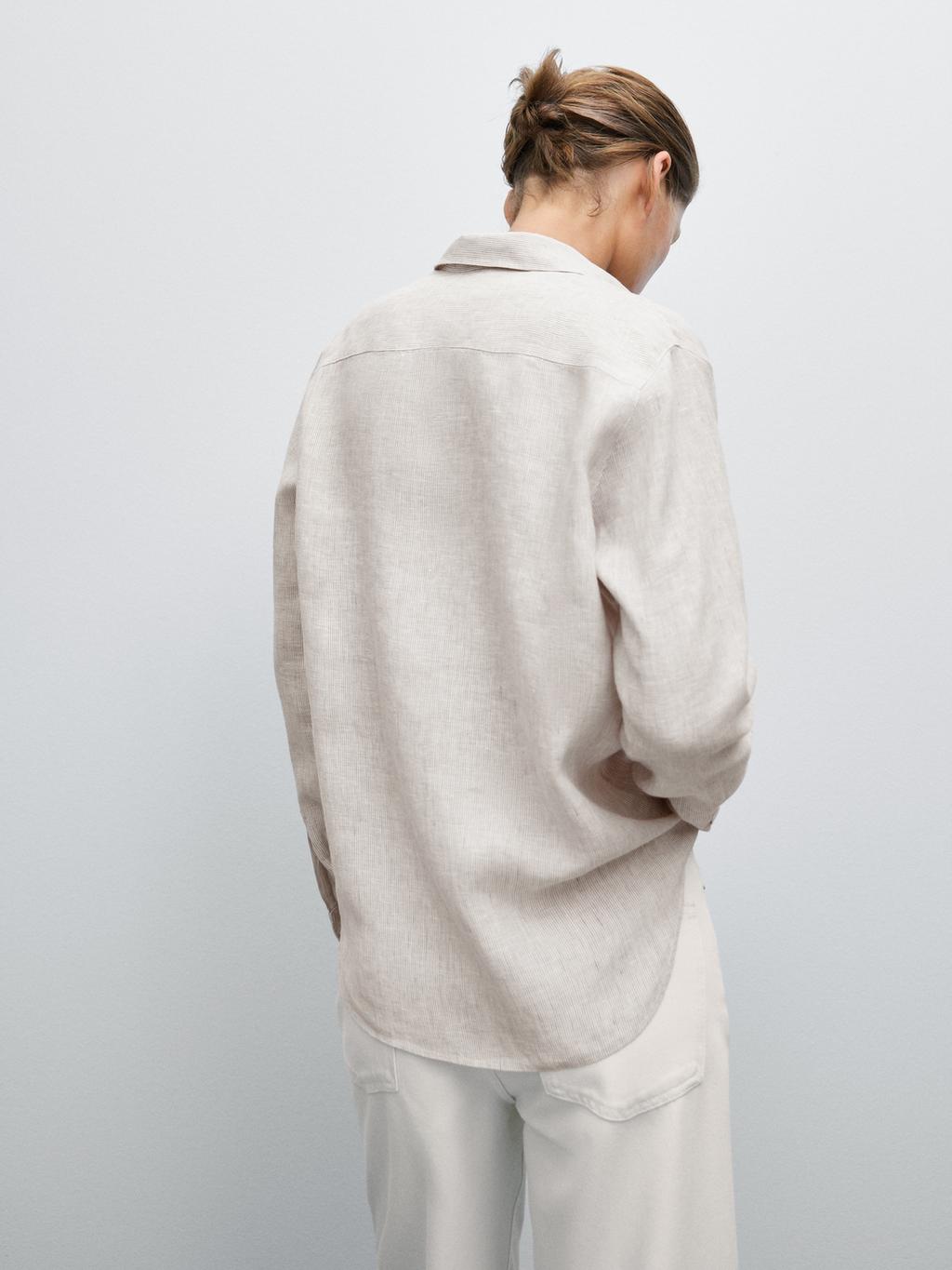 Pinstriped flowing linen shirt