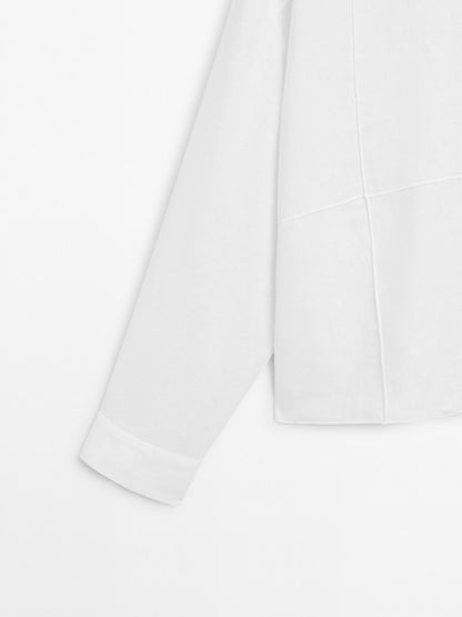 100% linen shirt with embroidered detail