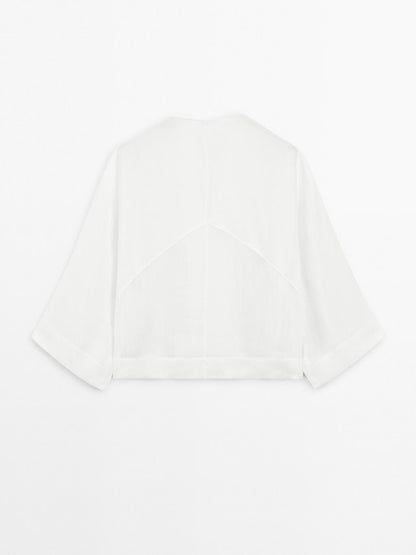 Flowing linen blend blouse with seam details