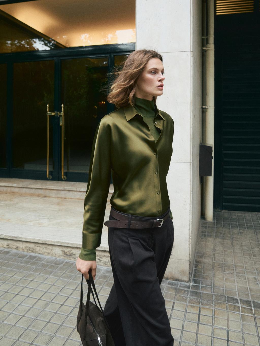 Satin shirt with batwing sleeves