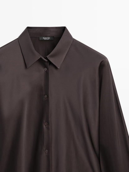 Satin shirt with batwing sleeves