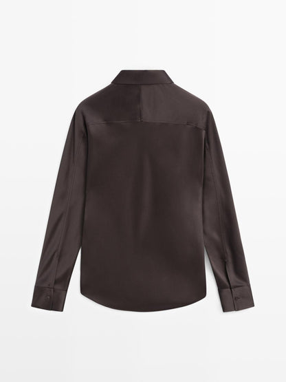 Satin shirt with batwing sleeves