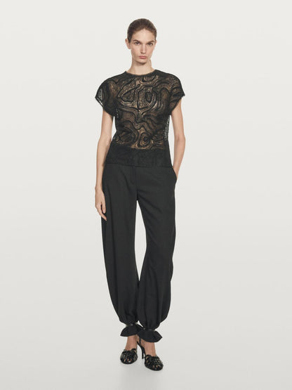 Semi-sheer embroidered top