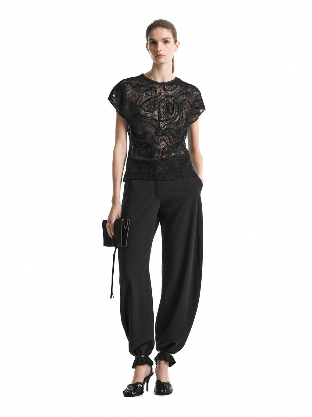 Semi-sheer embroidered top