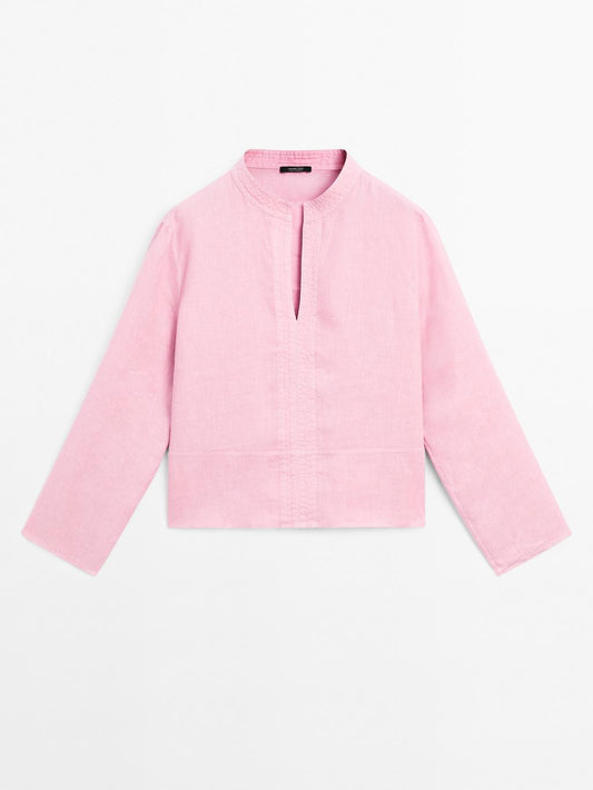 100% linen long sleeve shirt