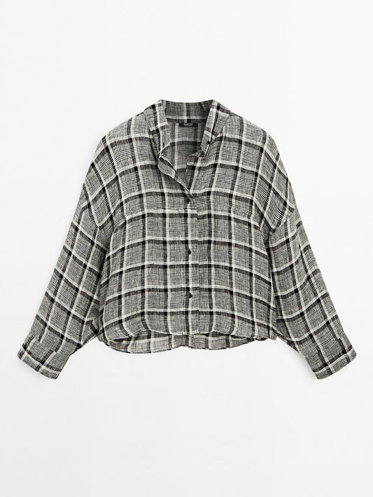 100% linen check shirt