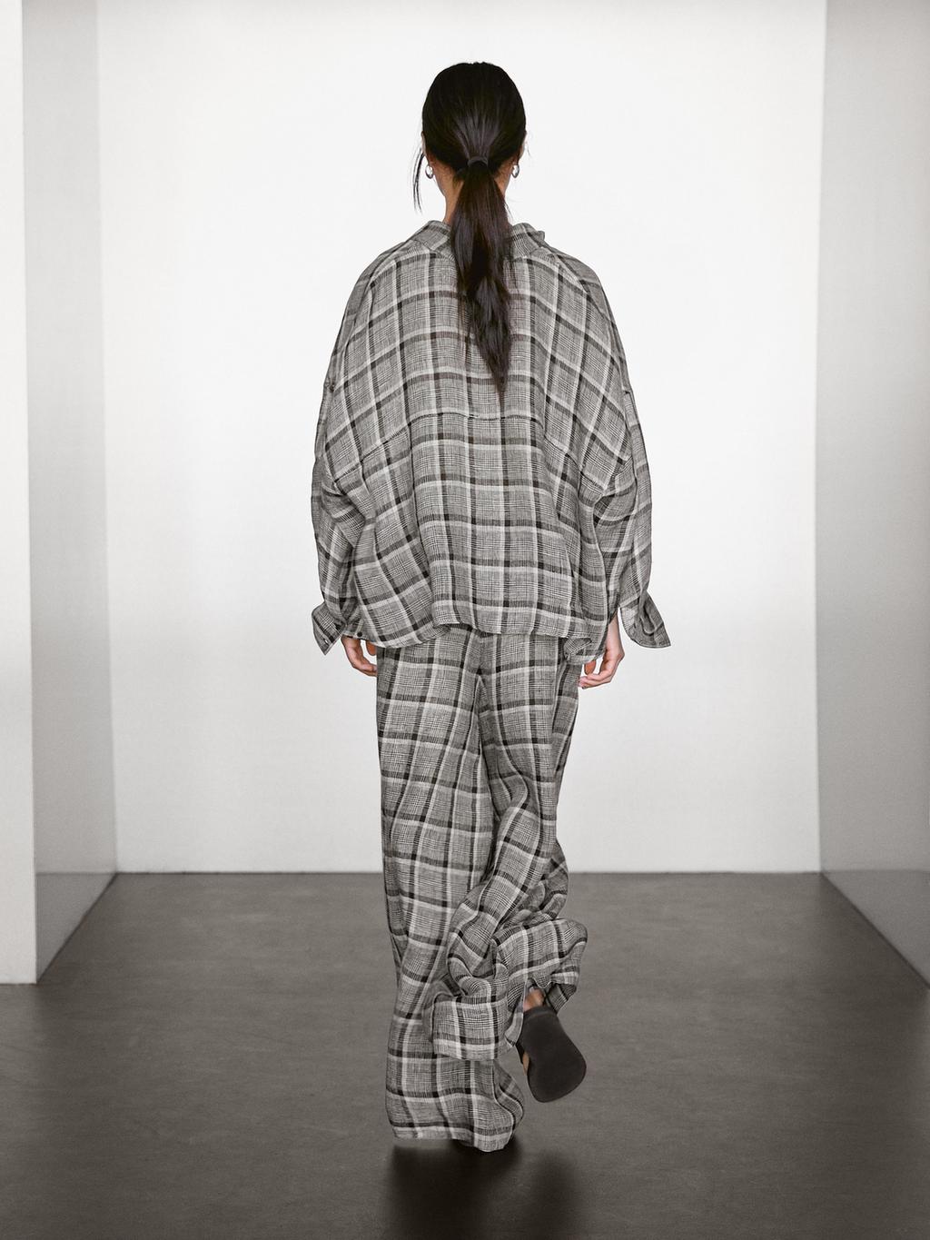 100% linen check shirt