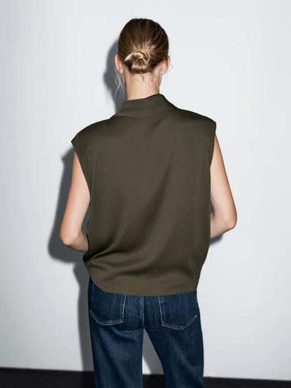 Flowing blouse with draped neck detail