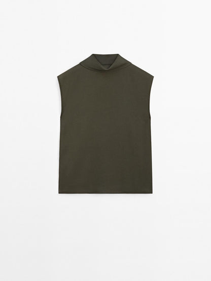 Flowing blouse with draped neck detail