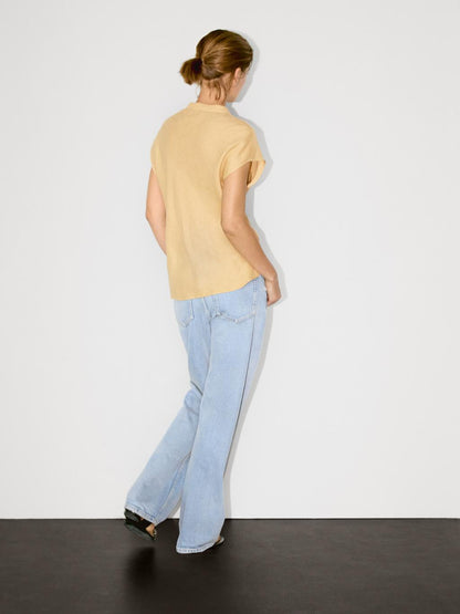 100% linen flowing blouse with open neck