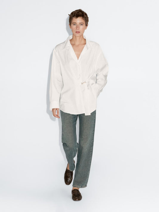 100% cotton poplin shirt with metallic detail