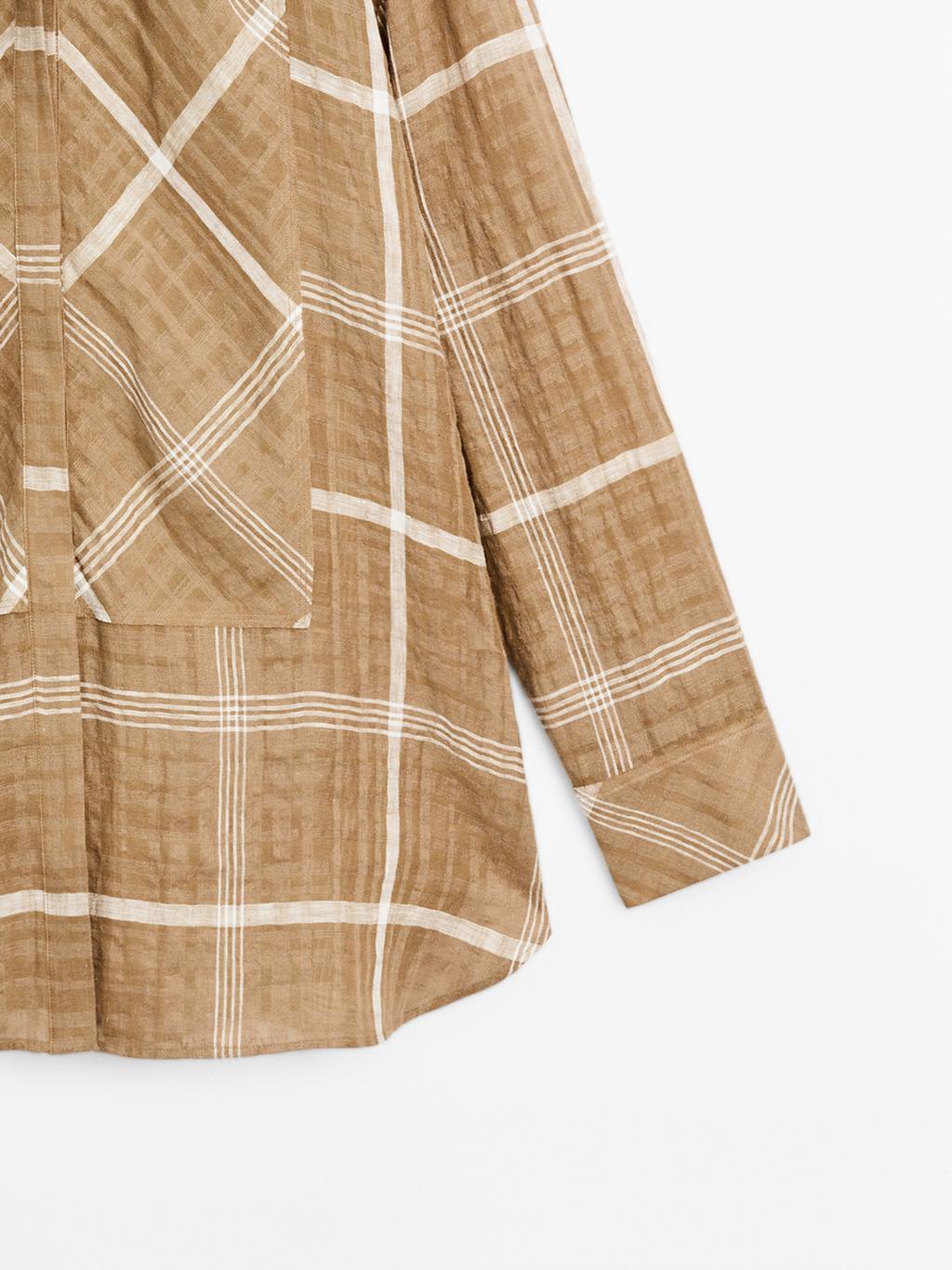 Flowing linen blend check shirt