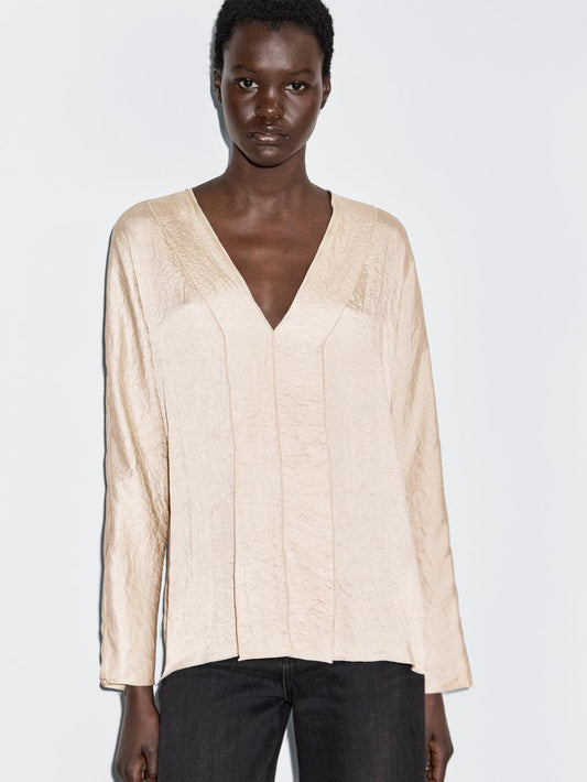 Satin V-neck blouse