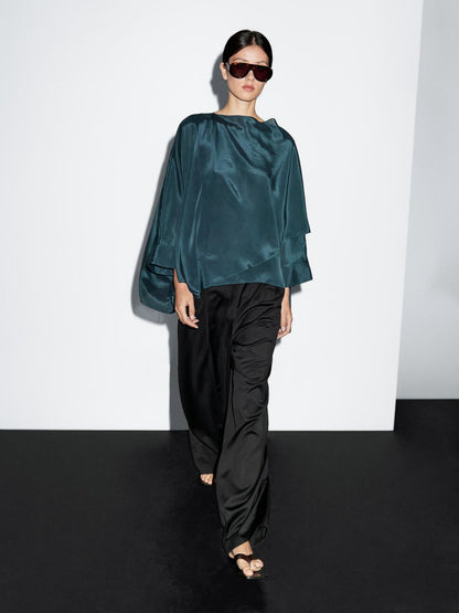 Flowing cape-style blouse