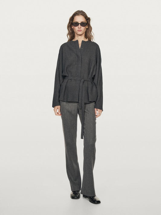 Felt texture shirt with tie detail