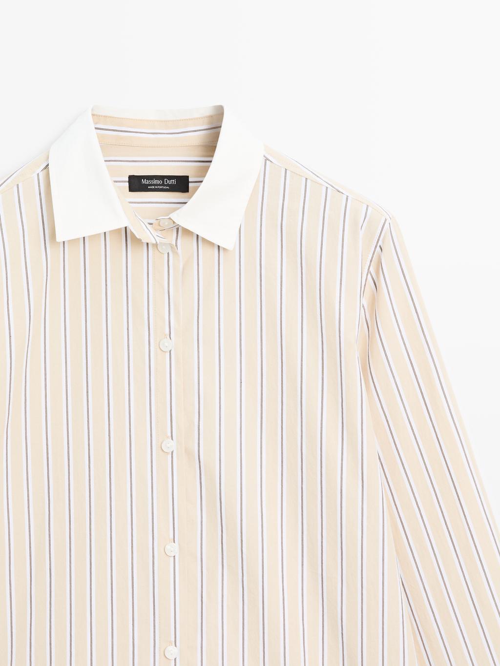 Striped shirt with contrast detail