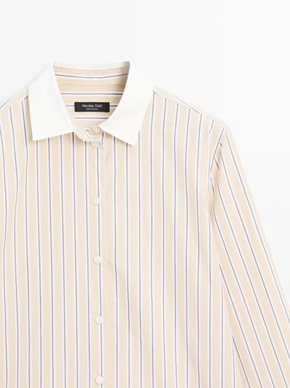 Striped shirt with contrast detail