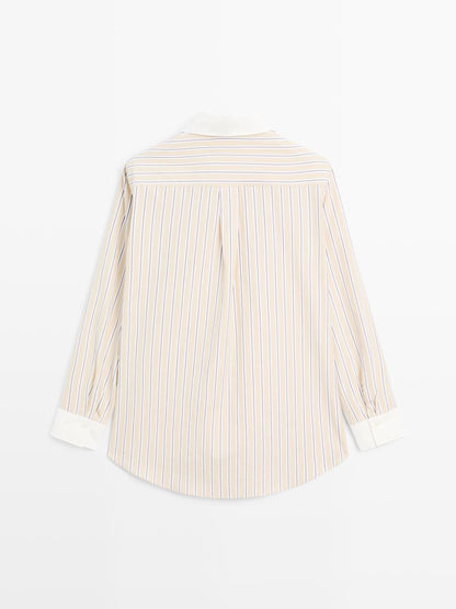 Striped shirt with contrast detail