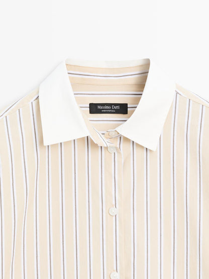 Striped shirt with contrast detail