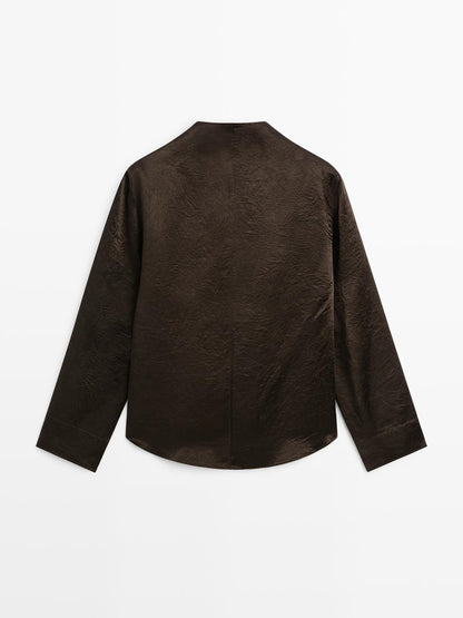 Flowing blouse with draped collar