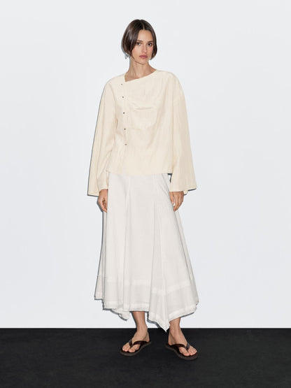 Long sleeve blouse with side button fastening