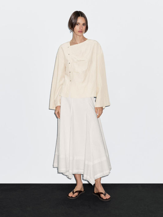 Long sleeve blouse with side button fastening