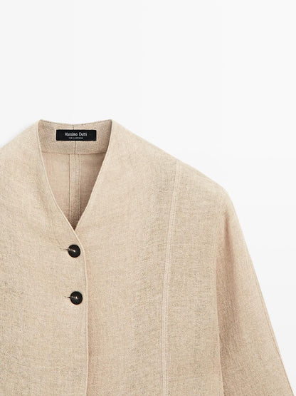 Wool blend overshirt with visible buttons