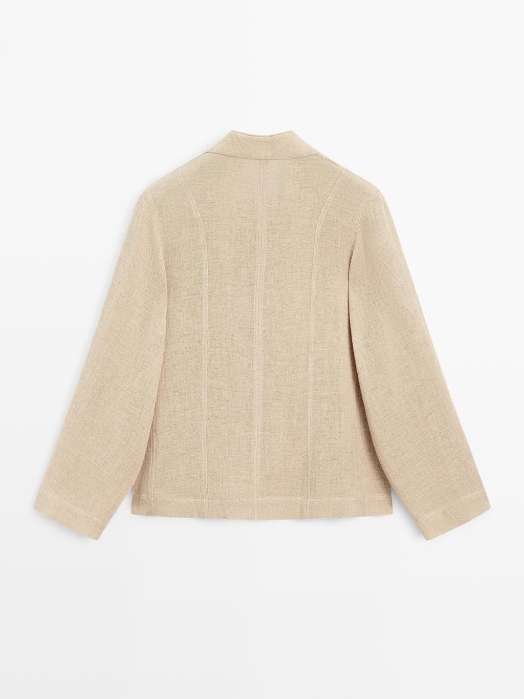 Wool blend overshirt with visible buttons