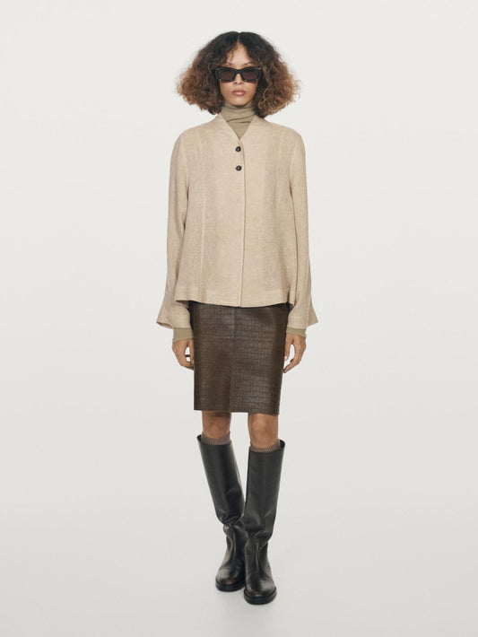 Wool blend overshirt with visible buttons